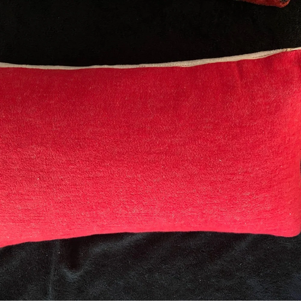 Alpine Chalet Festive Red and White Holiday Pillow Wool Blend Feathers New!